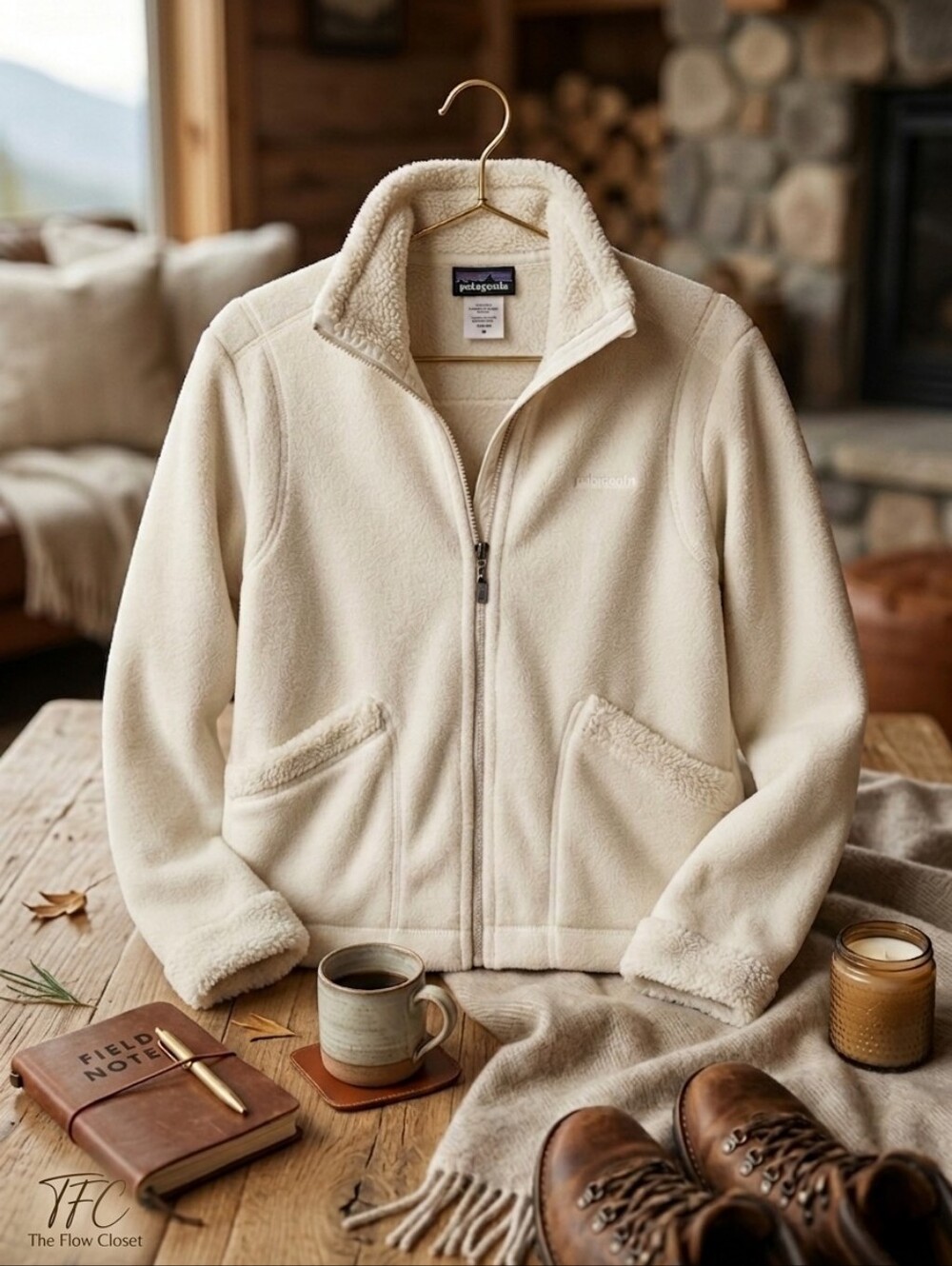 Patagonia Synchilla Full Zip Fleece Jacket Cream Ivory Women's M GUC Vintage